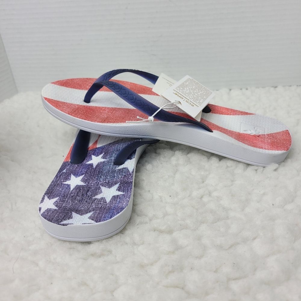 Reef Escape Lux Navy Americana Womens Size 9 Thong Flip-Flop Shoes New - Picture 6 of 10